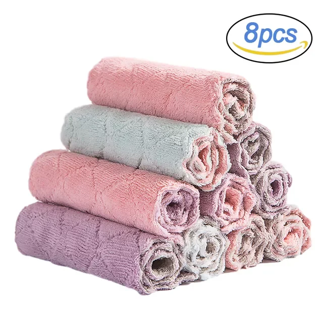 

Microfiber Towel Absorbent Kitchen Cleaning Cloths Non-stick Oil Dish Towel Rags Napkins Tableware Household Cleaning Towel