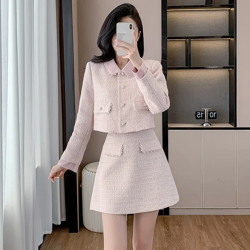 Высококачественный твидовый комплект Lnsozkdg из двух предметов женский короткий