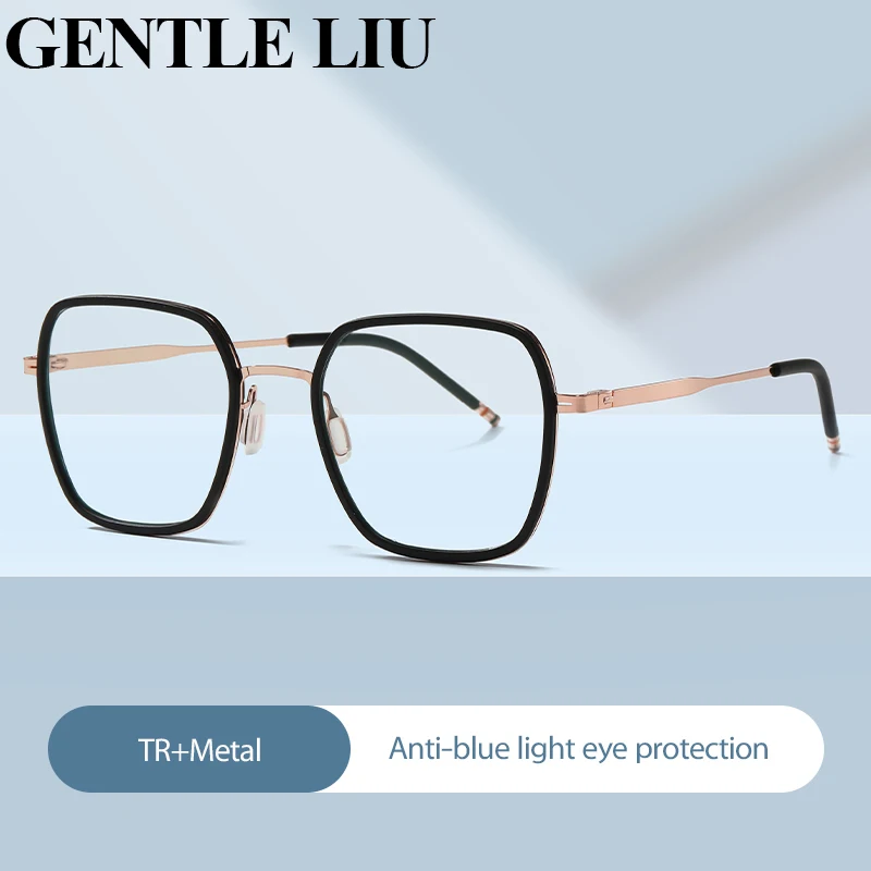 

2022 Fashion Anti Blue Light Glasses Women Oversized Polygon Eyeglasses Frames Men Blocking Blu-Ray Spectacle Prescription Lens