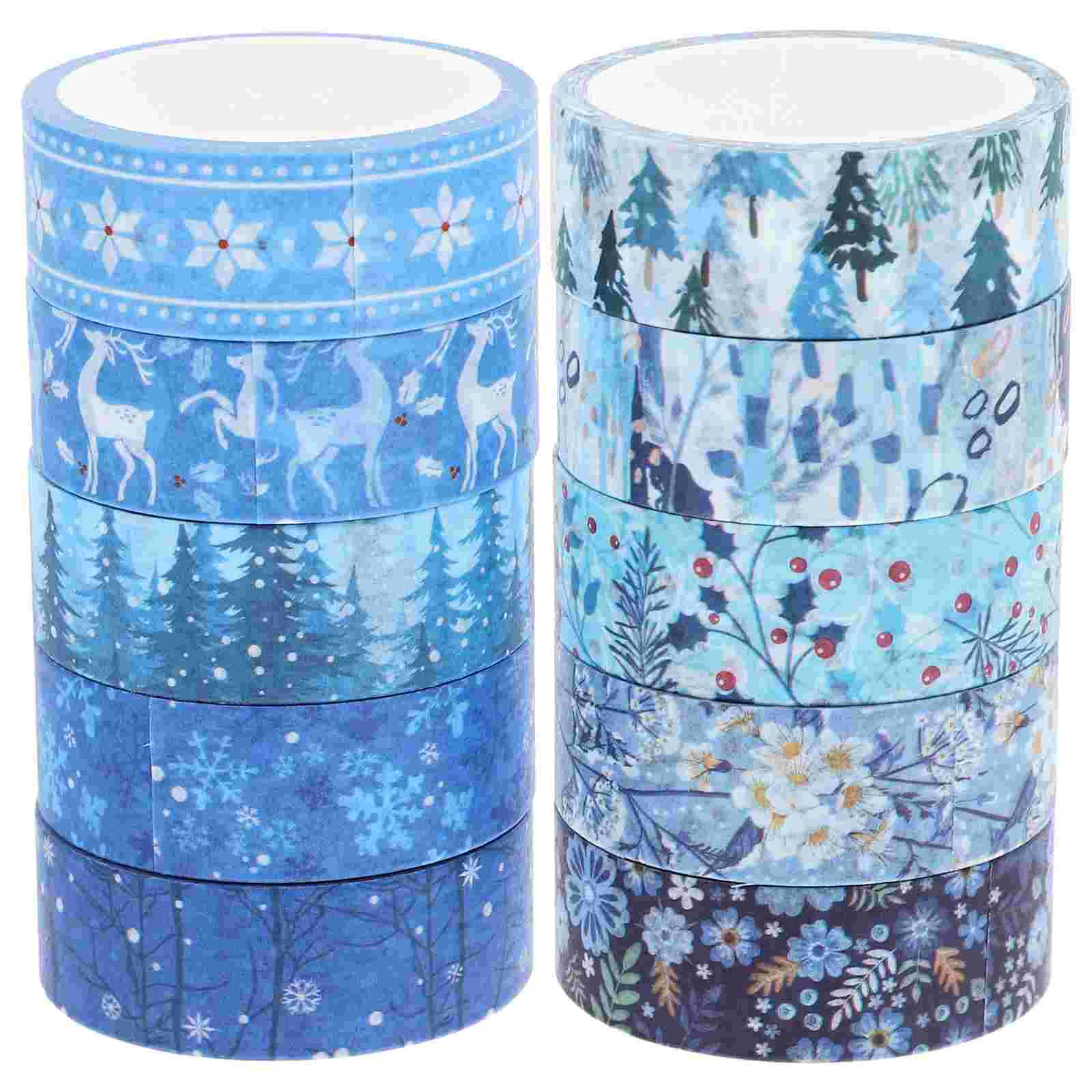 

10 Rolls Washi Tape Stickers Hand Account Tapes Christmas Decor Journaling Decorative Scrapbook DIY Set Craft