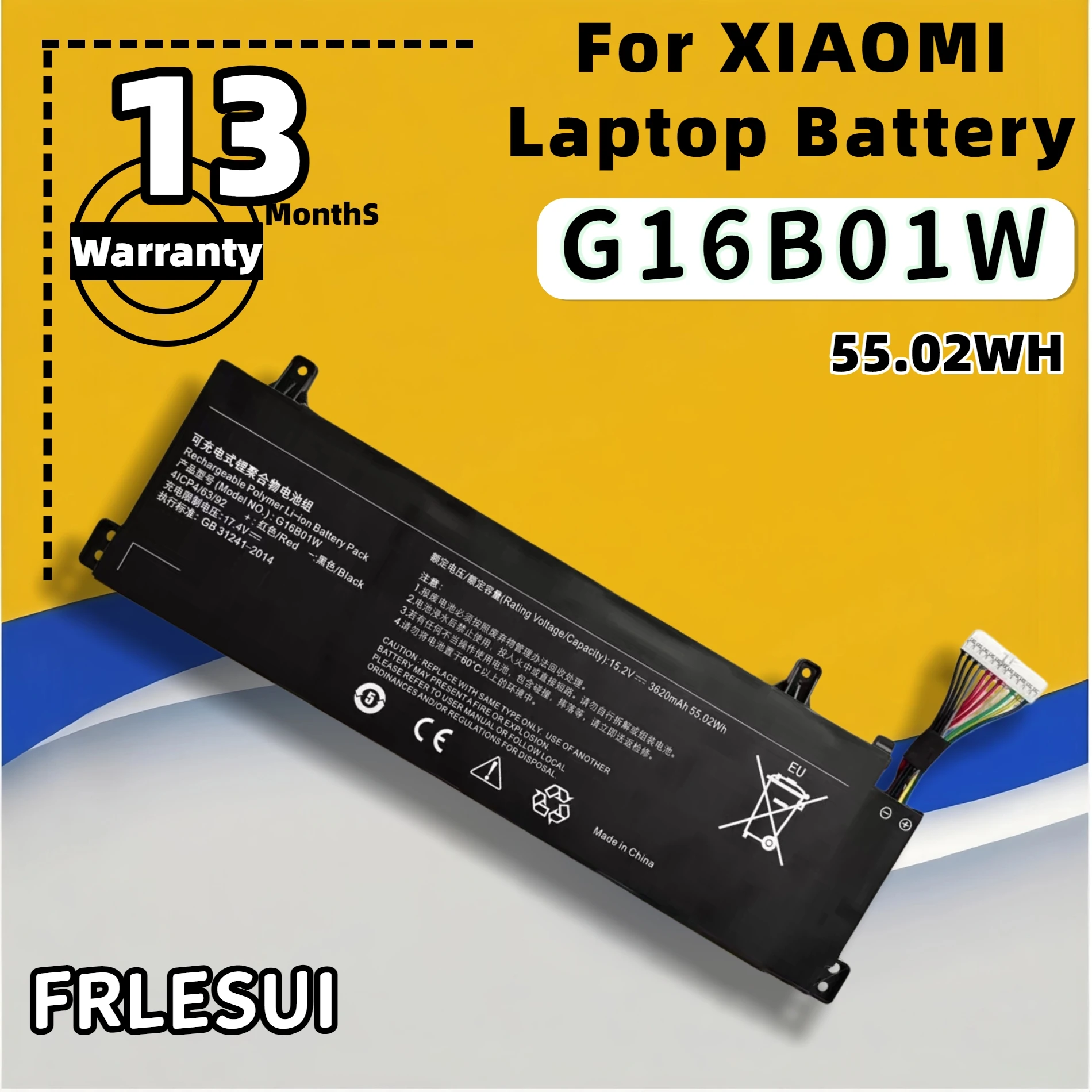 Фото Аккумулятор FRLESUI G16B01W для ноутбуков Xiaomi Redmi G 16.1 Gaming Laptop RMG2103 RMG2104-AB, RMG2104 RMG2212, сменный аккумулятор №1