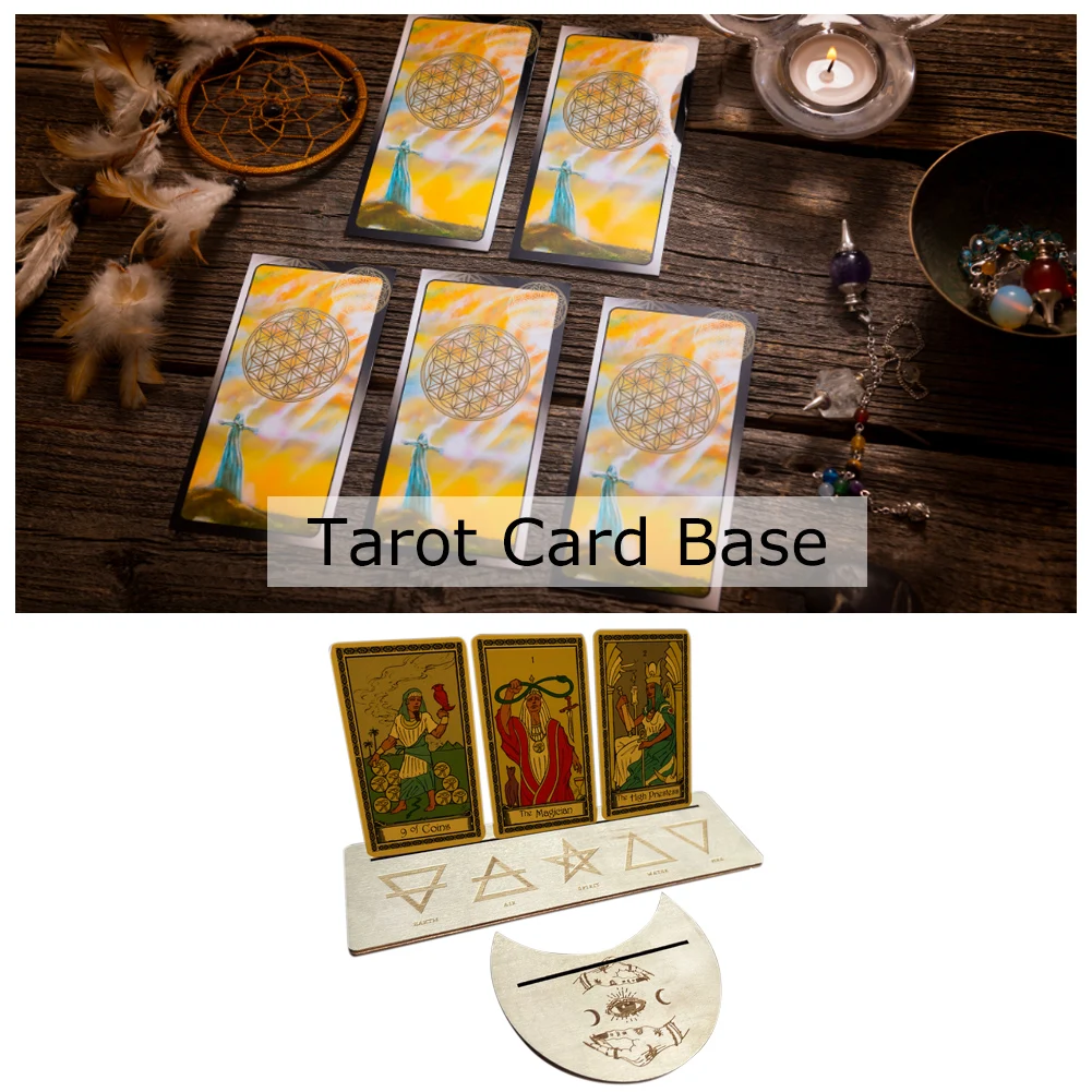 

Wooden Tarot Card Display Holder Moon Shape Tarot Reading Stand Stable Durable Gifts for Enthusiast Divination Game Accessories