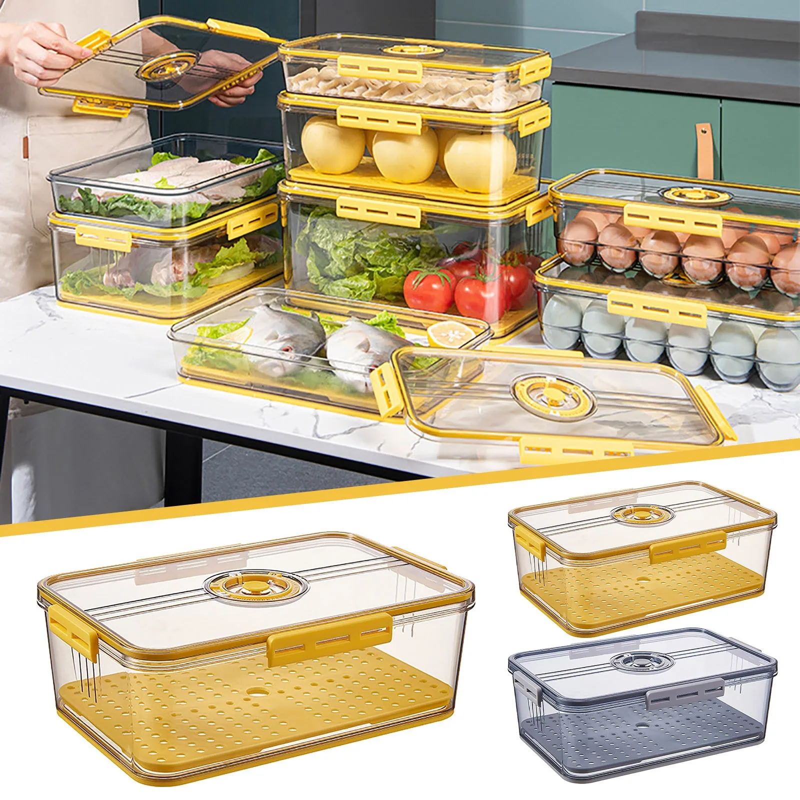 

Fresh Produce Vegetable Fruit Storage Containers With Time Recording Fridge Plastic Storage Bowls Storage Bags Organizer Drawer
