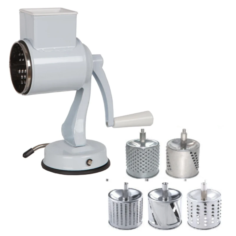 

Vegetable Cheese Grater Slicer, Rotary Chopper,Handheld Shredder Salad Slicer Multi-Use Manual Grater Grinder 5 Blades