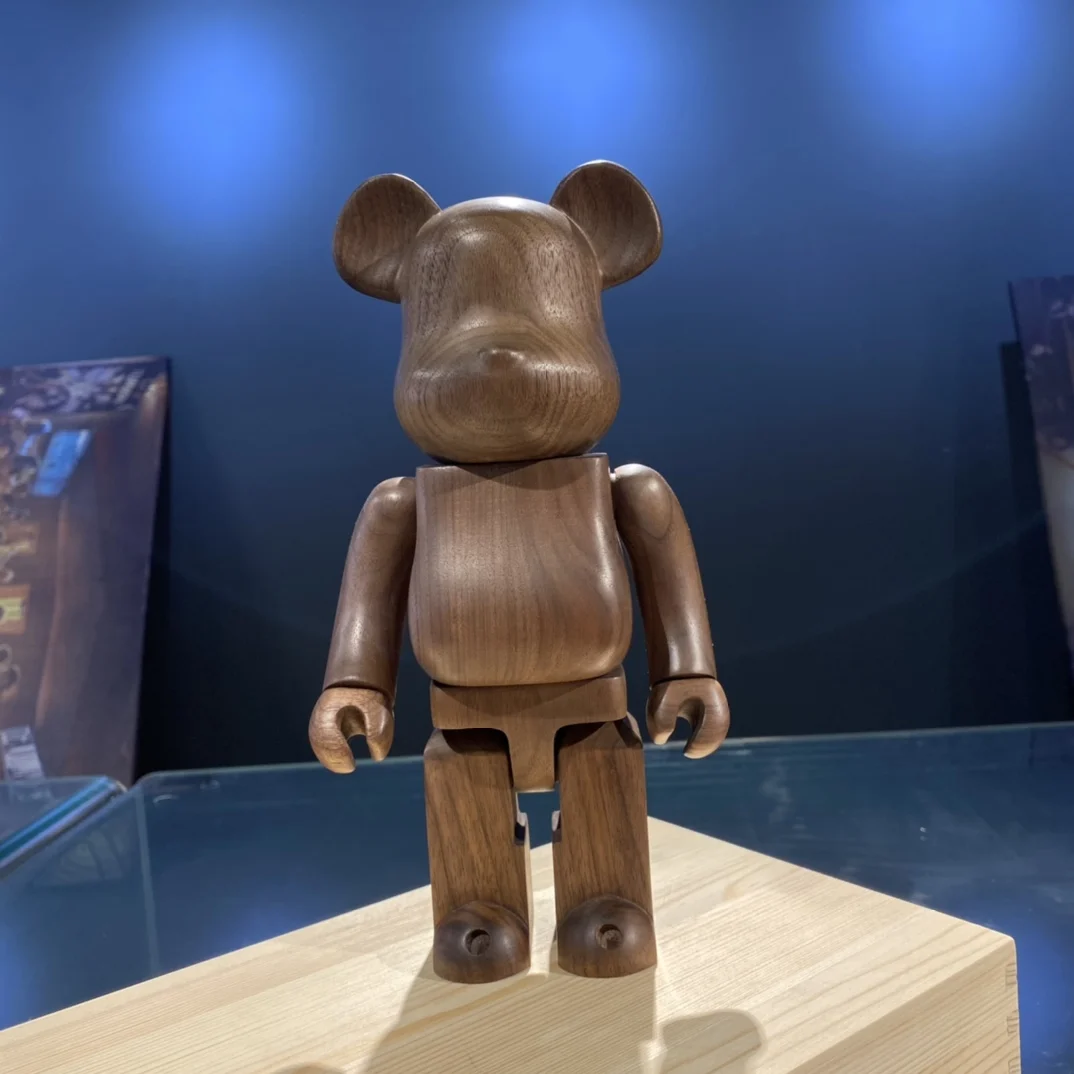 

Bearbrick 28cm Walnut Bare Bear and Balloon Dog Be@rbrick 400% Natural Solid Wood Collection Doll Decoration Favorite Wooden Toy