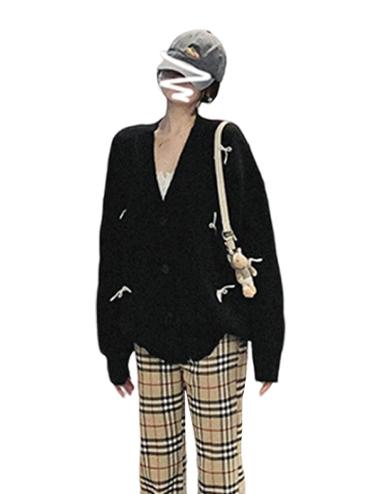 Вязаный топ с французским бантом женский осенне-зимний 2024 новый свободный