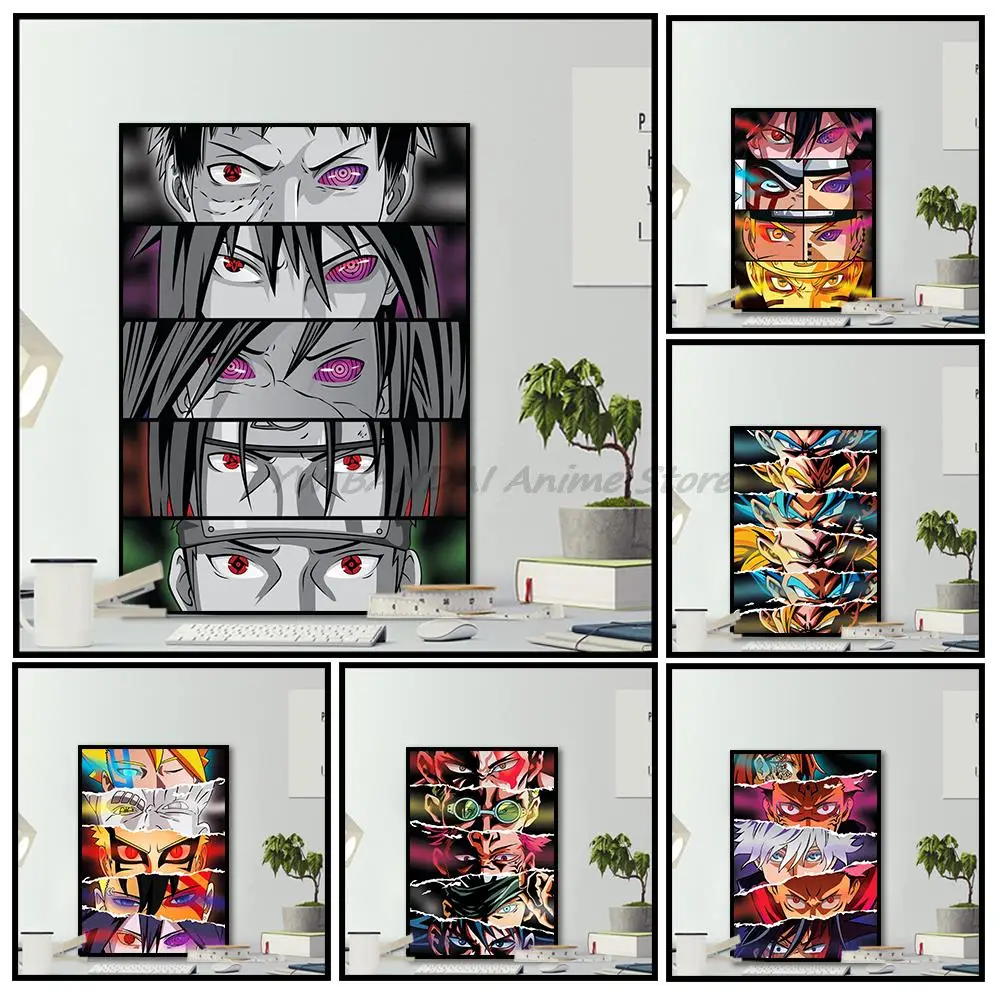 

Japanese anime figure eyes Canvas paintings naruto one piece dragon ball demon slayer jujutsu kaisen poster Pictures room decor
