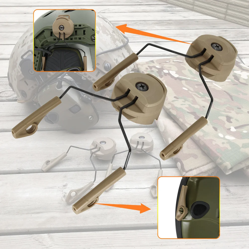 Tactical Headset Stand ARC OPS-CORE Helmet Rail Adapter for Howard Leight Impact Sport Airsoft Hunting Shooting Earmuffs