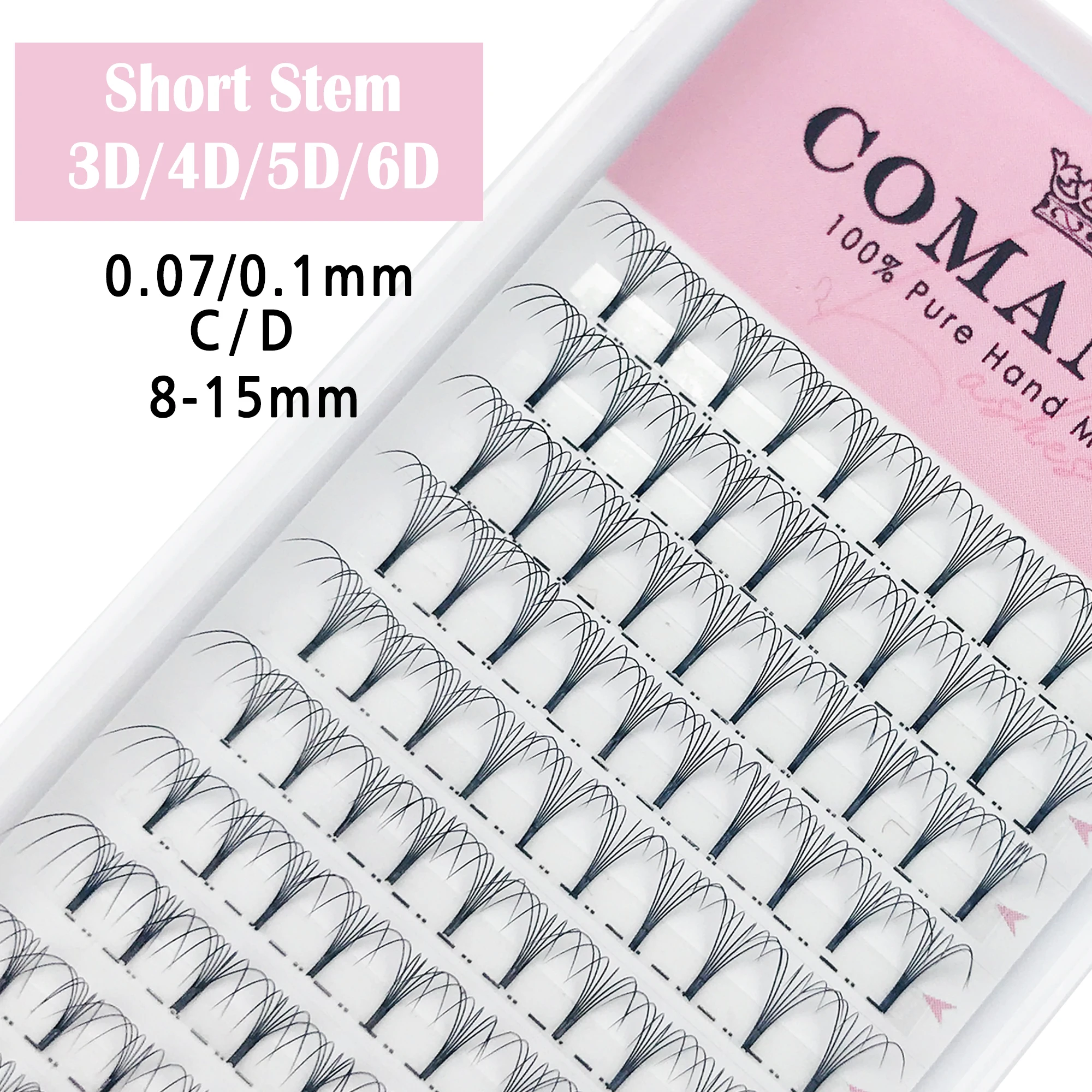 CoMango 3D 4D 5D 6D Short Stem Premade Fans Mixed Length C/D Curl Mink Lash Eyelash Individual Extensions