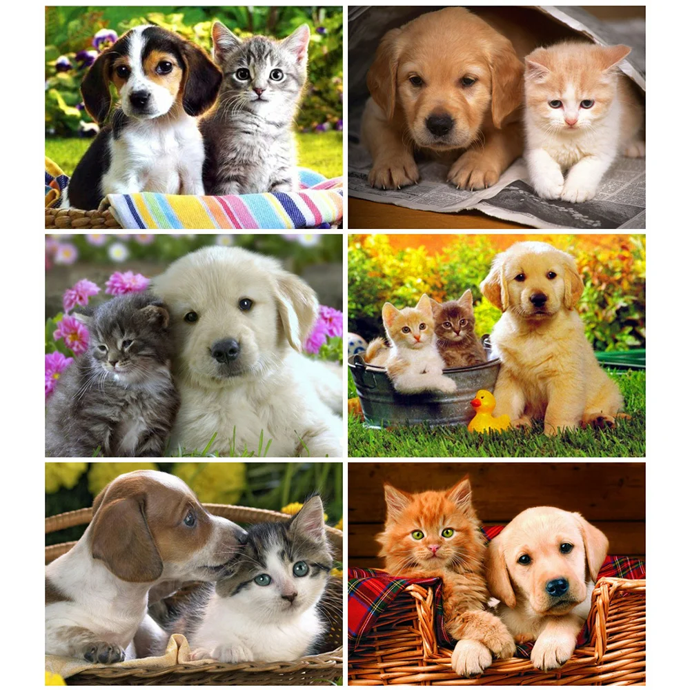 

KAMY YI 5D Diy Customized Diamond Painting Cross Stitch Cats and dogs Square Round Diamond Mosai simplec Handmade Crafts