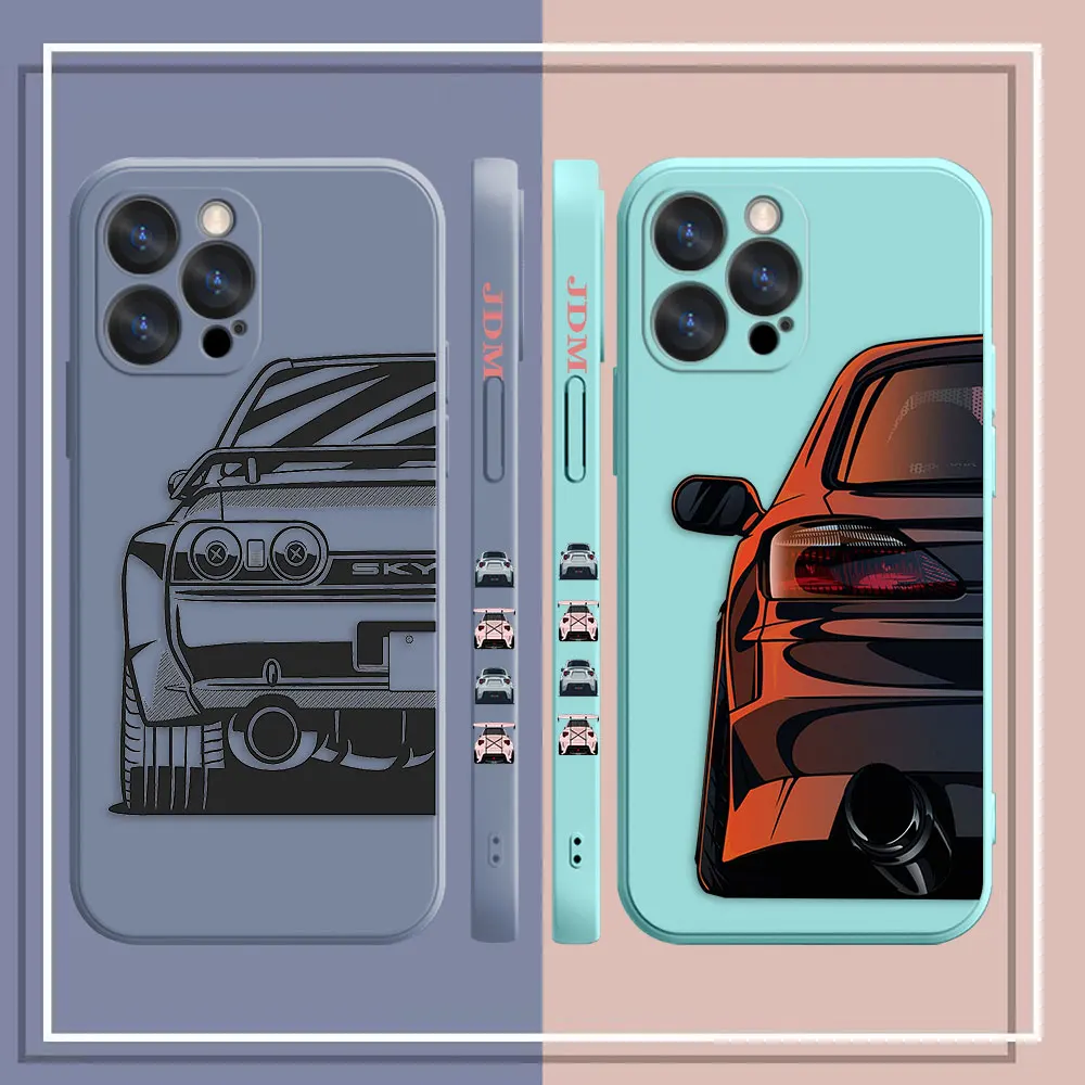 Case For Apple iPhone 14 13 12 11 Pro XS Max Mini X XR SE 7 8 6 6S Plus Case Cover Funda Cqoue Shell Capa Cartoon JDM Drift Car