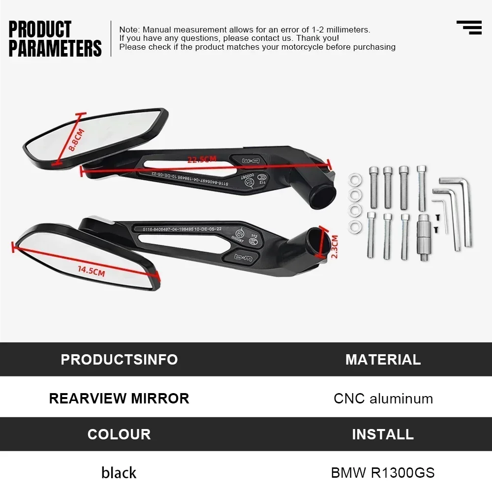 Мотоциклетное боковое зеркало заднего вида для BMW R1300GS 2024 R1200 1250 GS ADV F900R G310GS S1000XR