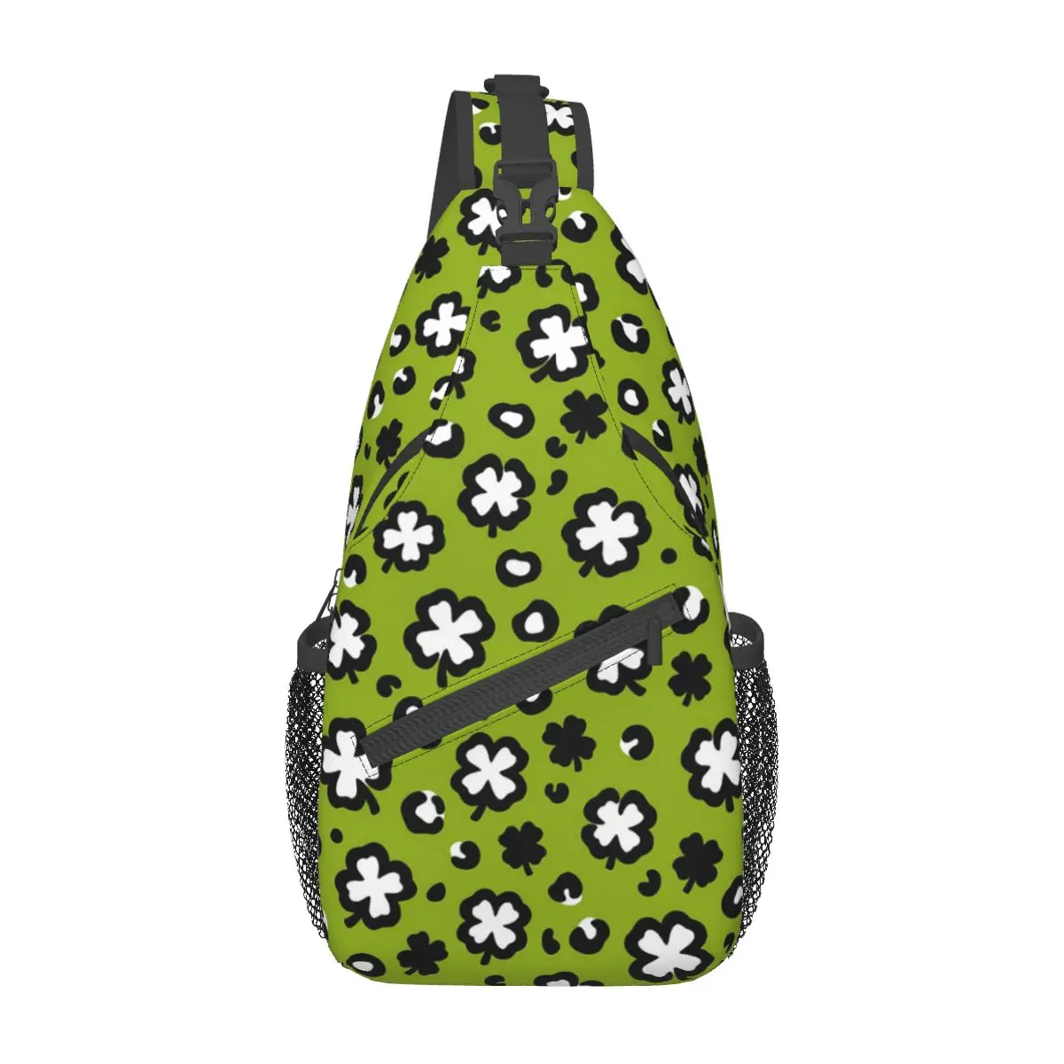 

Shamrock Clover Leopard Chest Bags Men St Paddy's Day Bicycle Shoulder Bag Kawaii Small Bag High School Outdoor Style Sling Bags