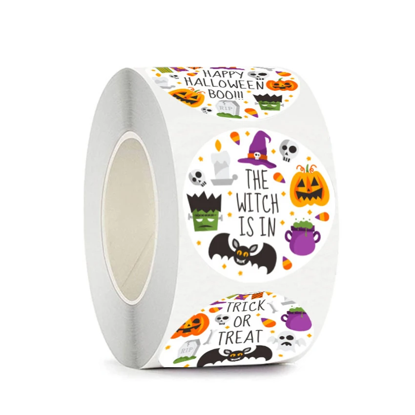 

100-500pcs 1 Inch Halloween Pumpkin Decor Stickers Adhesive Label for Gifts Sealing Handmade Envelope DIY Stationery Stickers