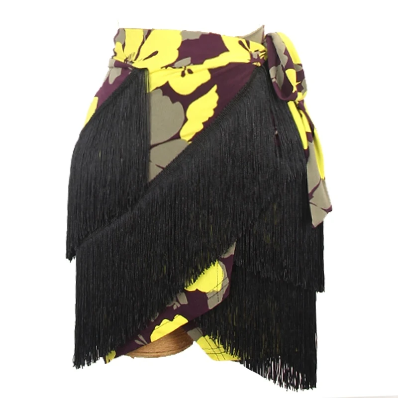 Танцевальный Костюм для латиноамериканских танцев с желтым цветочным принтом