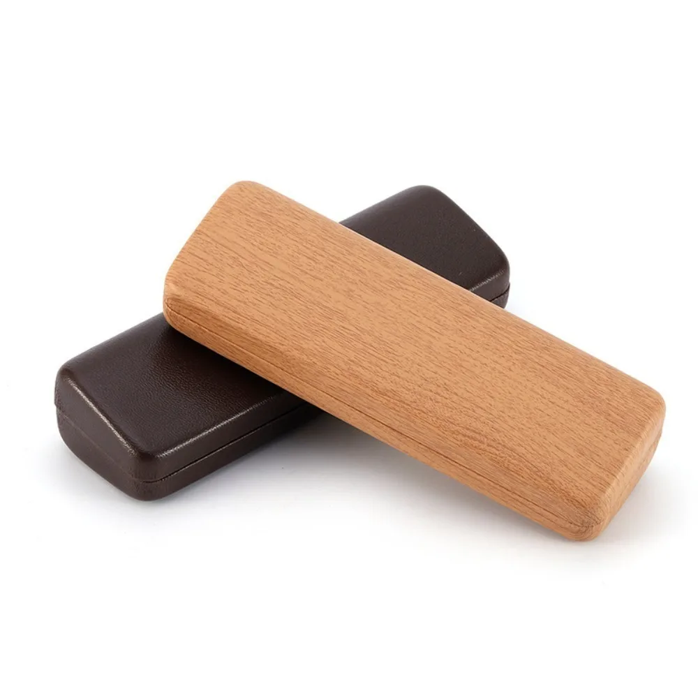 Высококачественный жесткий металлический футляр для очков с отделкой под дерево