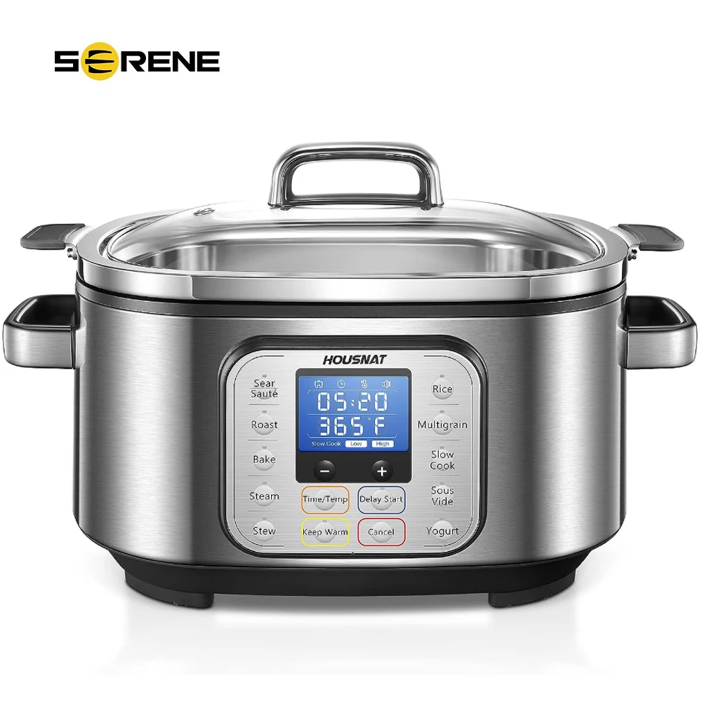 

6Qt программируемая плита из нержавеющей стали, рисоварка, Йогуртница, задержка старта, стойка для паровой и стеклянная крышка, регулируемая