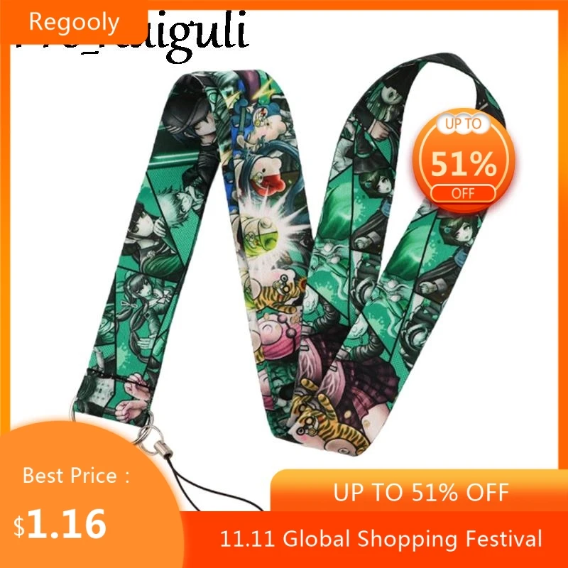 

Danganronpa Keychain Lanyards Id Badge Holder ID Card Pass Gym Mobile Phone Badge Holder Key Strap webbings ribbons