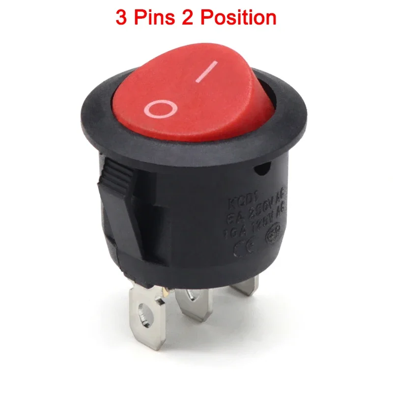 

1~300pcs KCD1 LED Rocker Switch Round 2/3Pin ON-OFF-ON 2/3 Position 6A/250VAC 10A/125VAC SPST 23mm Car Push Button Switches
