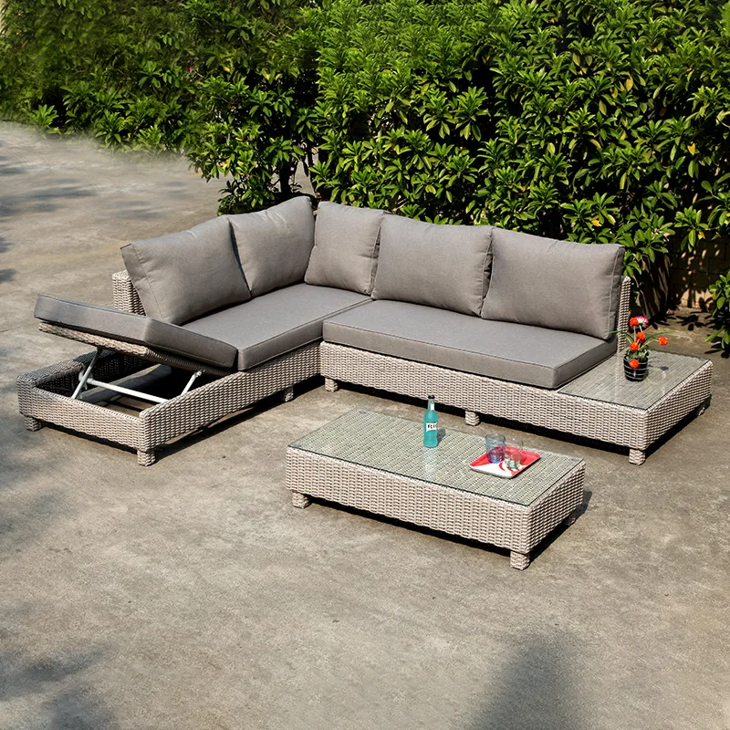 

Outdoor rattan sofa combination Outdoor courtyard leisure rattan chair three-seat sofa PE rattan terrace balcony sofa