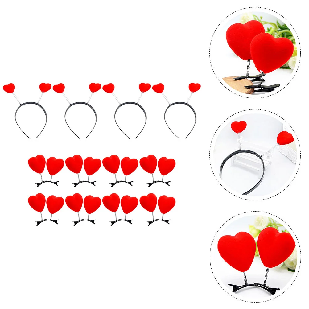 

Heart Valentines Headband Hair Day Valentine Clips Love Accessories Women Bopper Cupid Headpiece Boppers Red Head