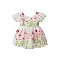 baby girl dress chiffon puff sleeve baptism dress for infant girls birthday chirstening dress with flowers embroidery 0 2t
