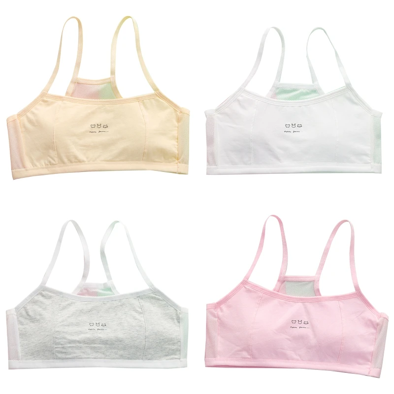 

Летний тренировочный бюстгальтер для девочек-подростков без косточек, Сетчатое нижнее белье, мультяшный жилет на бретельках