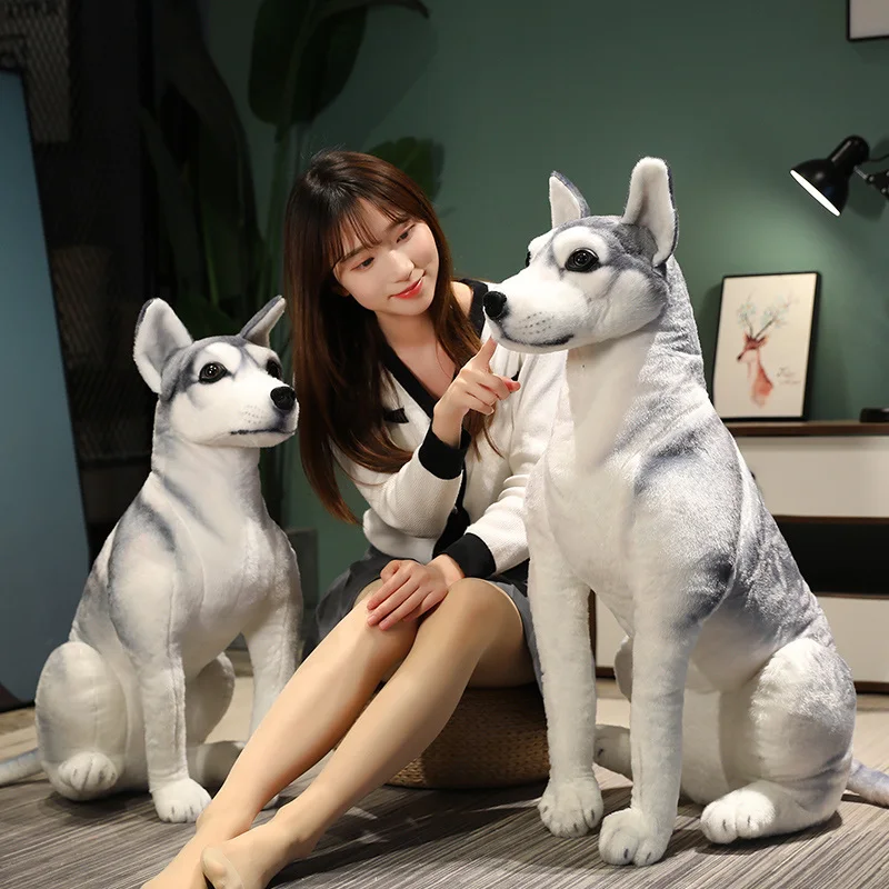 

High Quality Big Simulation Dog Plush Toy Stuffed Lifelike Husky Dog Puppy Doll Home Decor Cartoon Kids Boy Girl Birthday Gift