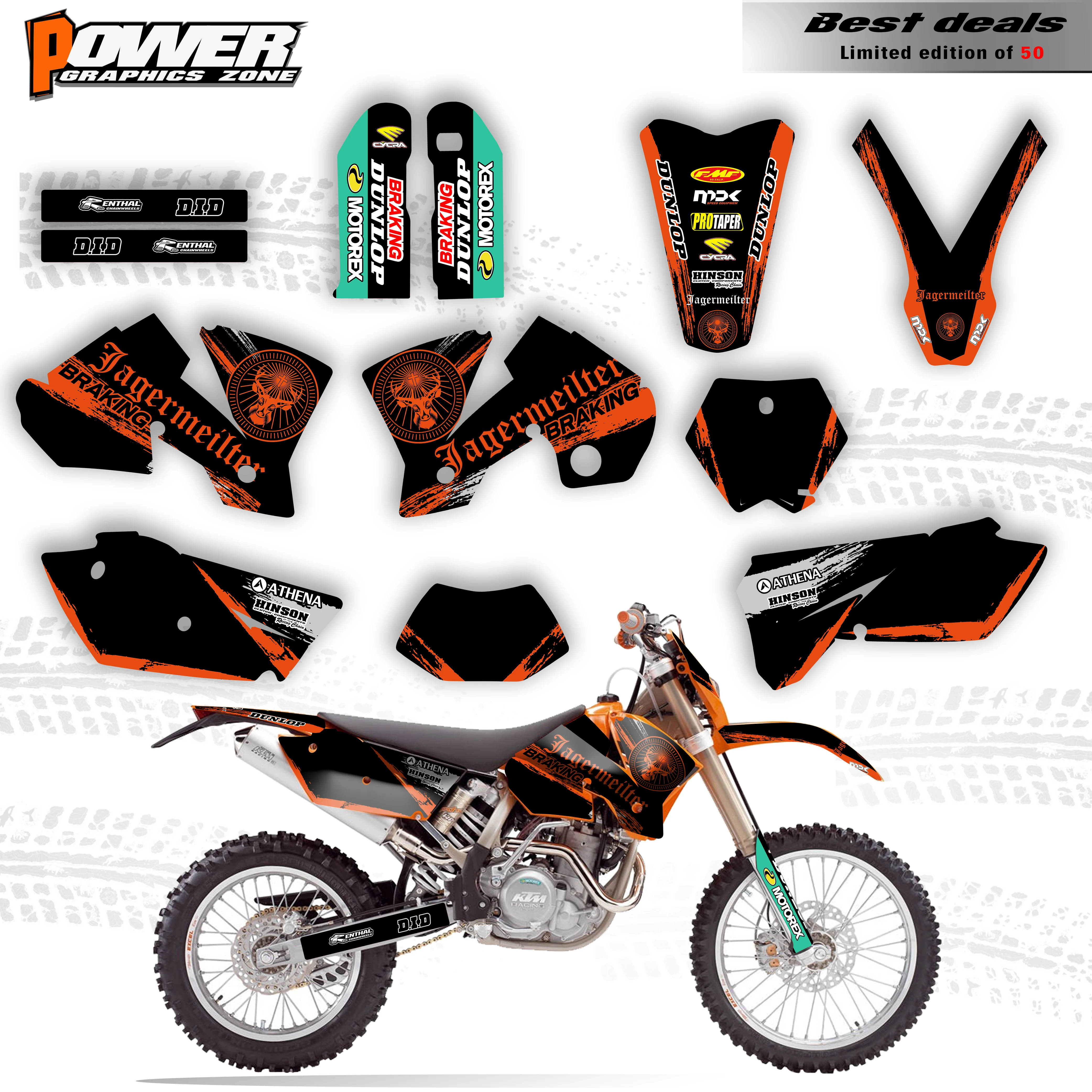 

PowerZone GRAPHICS & BACKGROUNDS DECALS FOR KTM EXC SXF 125 200 250 300 400 450 2003 2004 Graphics Backgrounds Stickers Kit