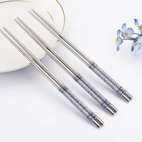 1pair5pairs stainless steel chopsticks with blue and white print kitchen tableware chopsticks 23cm stainless steel chopsticks