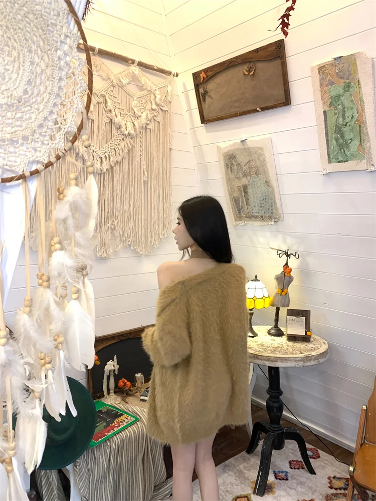 Женские мягкие вязаные комплекты из двух предметов во французском стиле