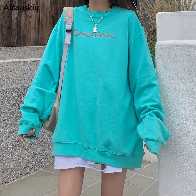 

O-neck Sweatshirts Women Loose Casual Letter Printed Fashion Long Sleeve Hoodies Spring Unisex BF Ulzzang Students Soft Street