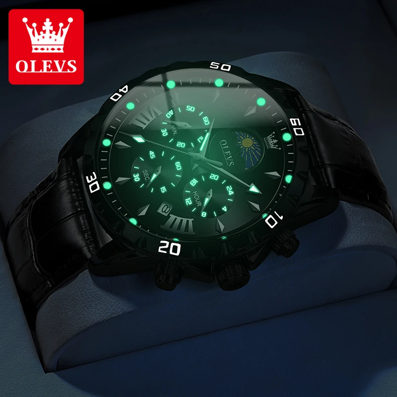 Спортивные мужские часы с хронографом OLEVS 2949 светящиеся оригинальные кварцевые