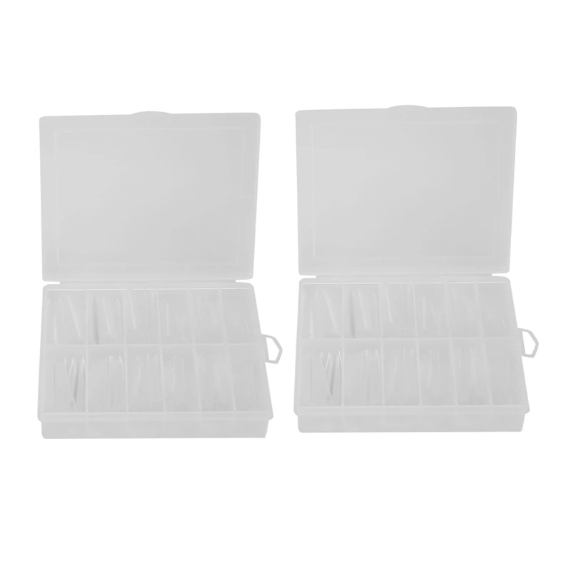 

2 Box Extra Long Denim Nails, Flat-Head French False Nails, Seamless Nails Long Clear Nail Piece 12 Sizes (240 Pcs/Box)