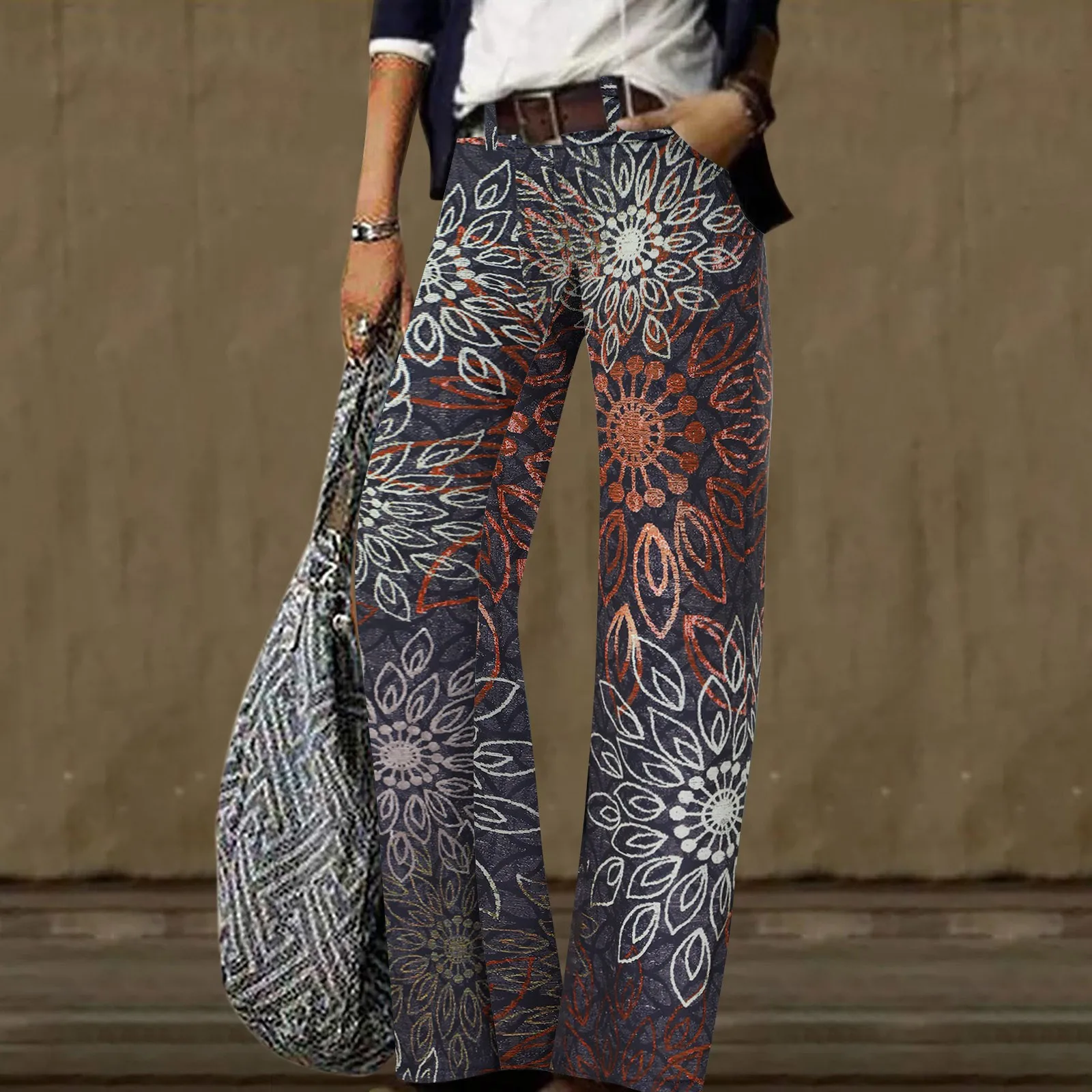 

Женские модные повседневные свободные брюки с принтом, удобные прямые брюки, брюки из скраба, Женские Трусы-стринги