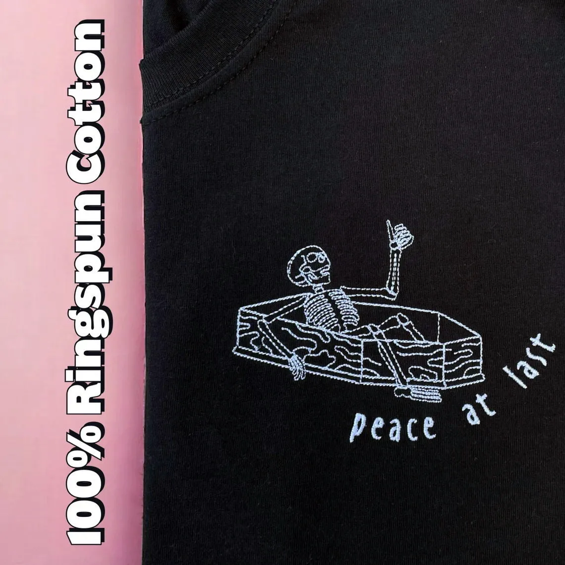 Peace at Last Забавные футболки с вышивкой черепа и графикой унисекс 100% хлопок