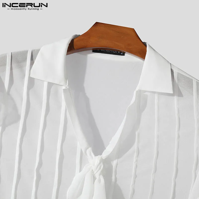 Мужская прозрачная рубашка INCERUN с коротким рукавом