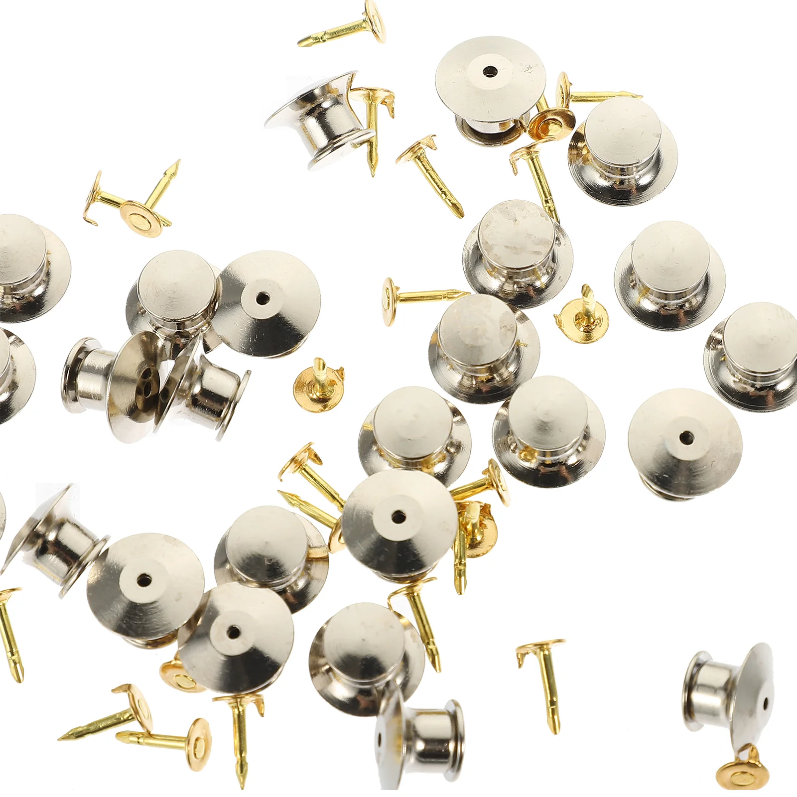 

25PCS Locking Pin Clasps Metal Tool Required Flat Locking Pin Backs Brooch Badge Craft Accessories for Home Shop Golden