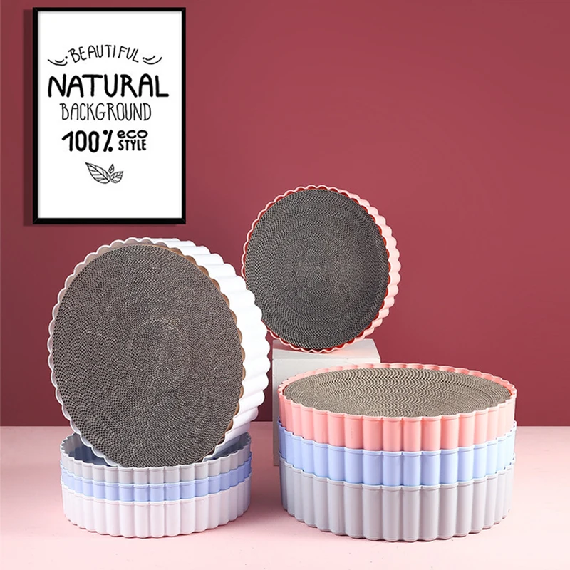 

2 In1 Round Cat Scratch Board Corrugated Paper Replace Inner Core Cat Nest Kitten Grinding Claw Toys Interactive Pet Supplies