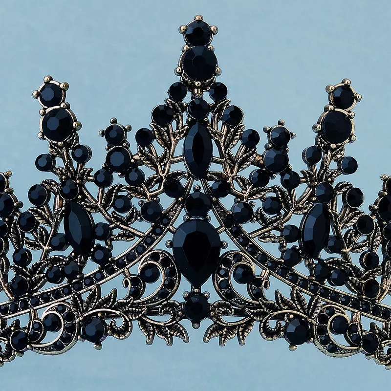 Женская Корона из черного барокко с кристаллами классические украшения для