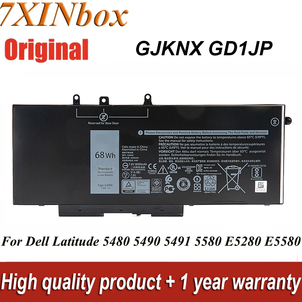 

GJKNX 7.6V 68Wh Original Laptop Battery For Dell Latitude 14 5490 15 5580 5590 5488 E5580 E5590 E5480 Precision 15 3520 Series