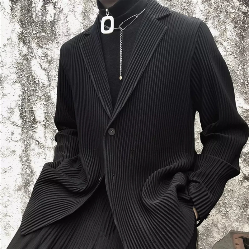 

Versatile Issey Suit Fabric Pleated Homme Coat Pleat Leisure Man 's Feeling Plisse Suit Miyake Loose Pendulous Simple Time