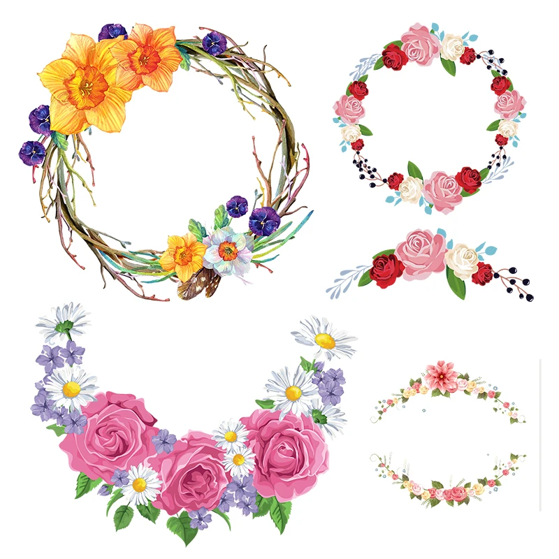 

QCF232 Романтический пасторальный Стиль венок Настенная Наклейка Искусство для украшения дома