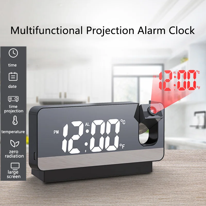 

LED Digital Projection Alarm Clock Electronic Reloj Despertador Wekker Reveil Projecteur Plafond Time Bedroom Bedside Kids