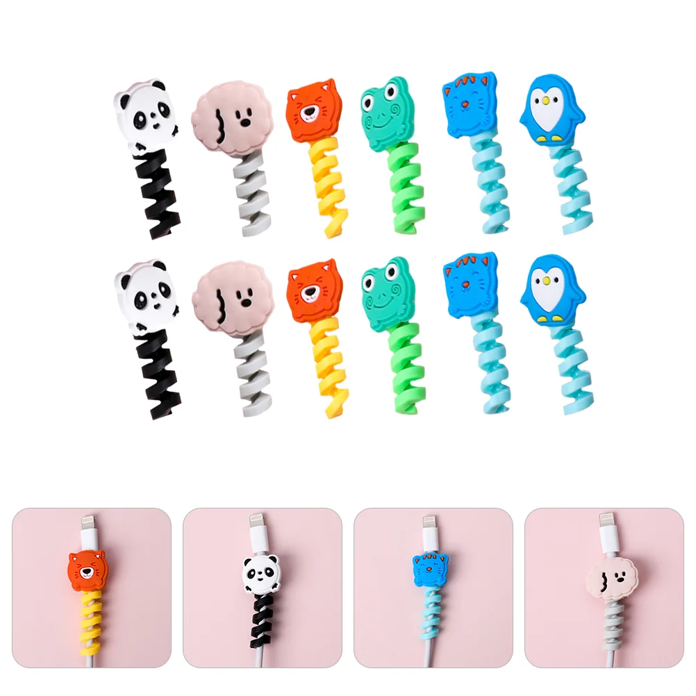 

14 Pcs Protective Case Phone Line Cover Fruit Decor Shell Charging Cable Protectors Silicone Cartoon USB Chargers