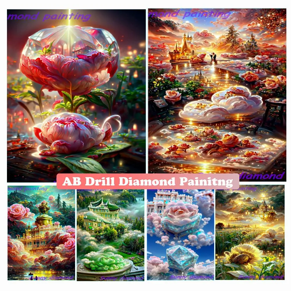 

Алмазная 5d картина с цветами Шато монтросе, Набор для вышивки крестиком «сделай сам» с изображением замка, пейзажа, полный набор для домашнего декора, подарок