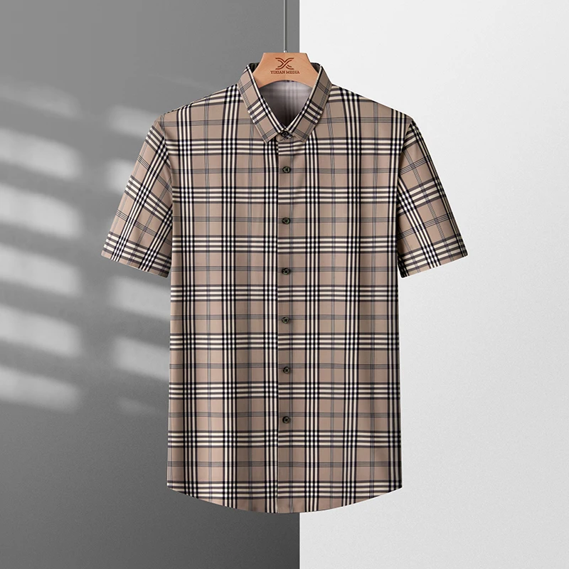 

Мужская футболка-поло с коротким рукавом, модная повседневная мягкая летняя крутая деловая Классическая приталенная рубашка с лацканами, в полоску