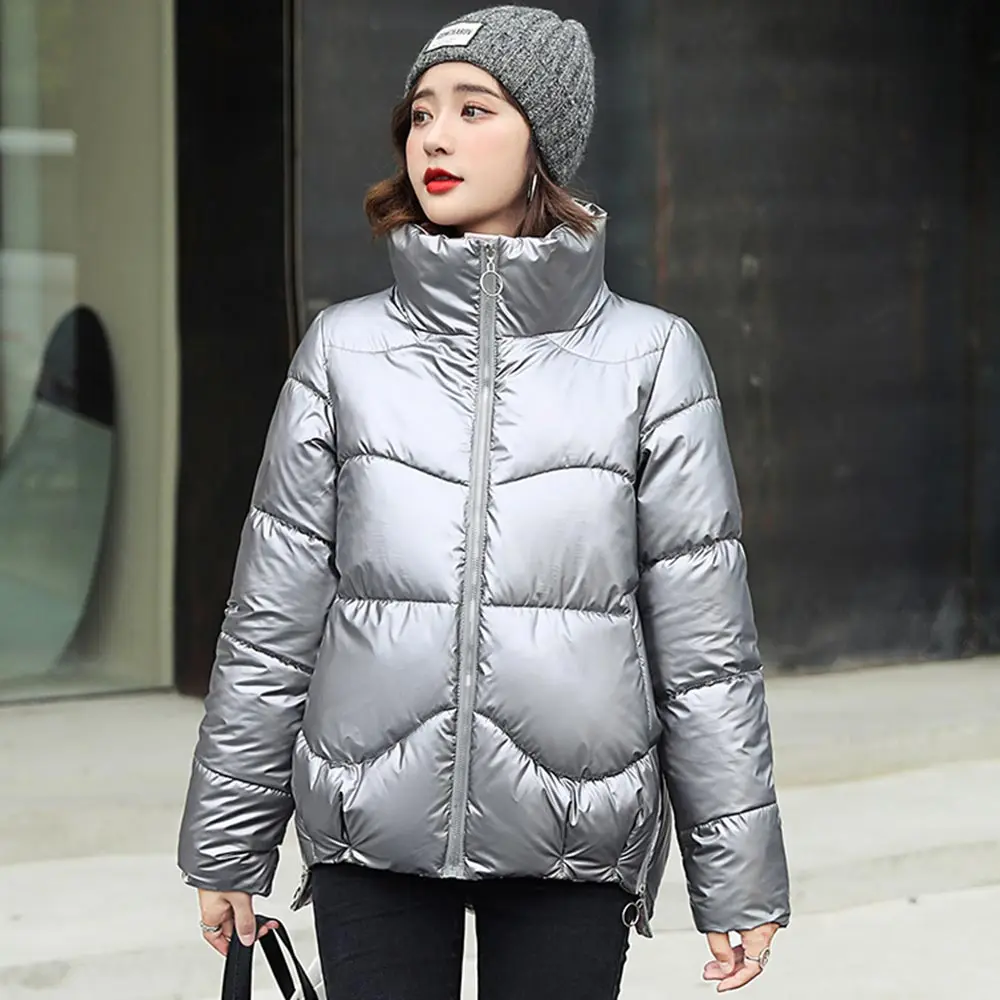 New Women Short Slim Cotton Coat Parkas Female Glossy Winter Warm Thick Shiny Coats Female Plus Size Jacket 3Xl Parka Girl