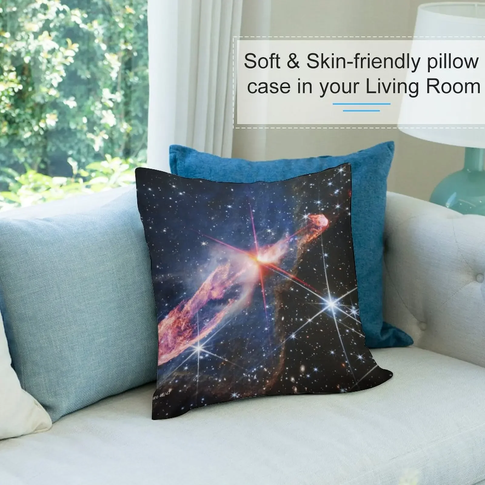 Herbig-Haro 46/47 (James Webb/JWST) — космический постер декоративная подушка диванные подушки