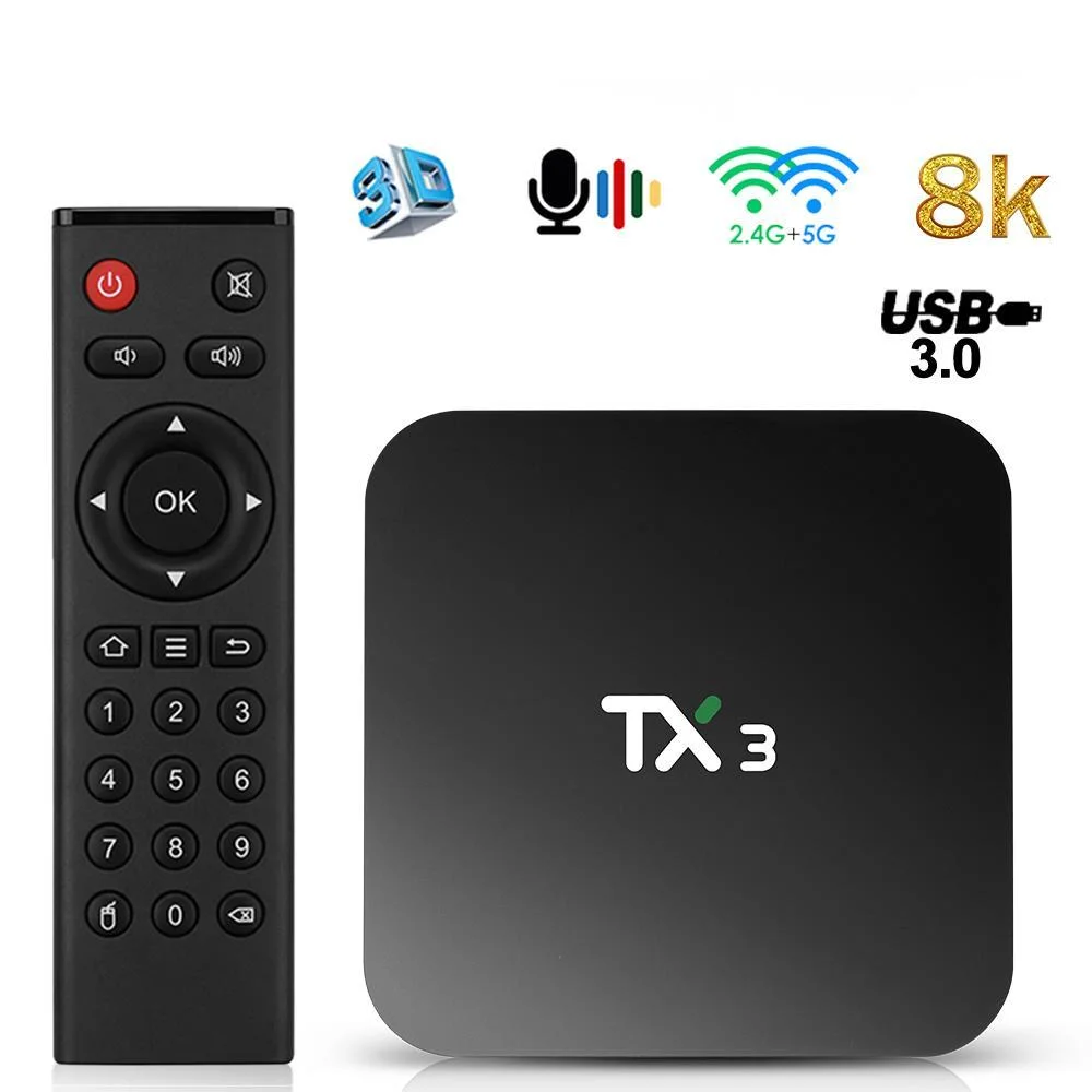 

ТВ-приставка TX3 S905X3 на Android, 2 + 16/32/64 ГБ, 2,4 ГГц, Wi-Fi